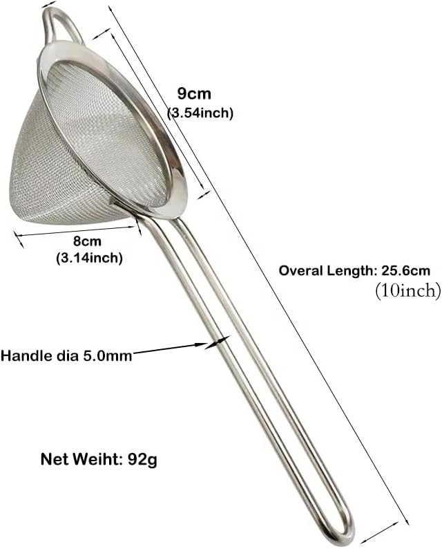Fine Mesh Cocktail Strainer, Stainless Steel, Long Handle Set of 2 (Stainless Steel set of 2)