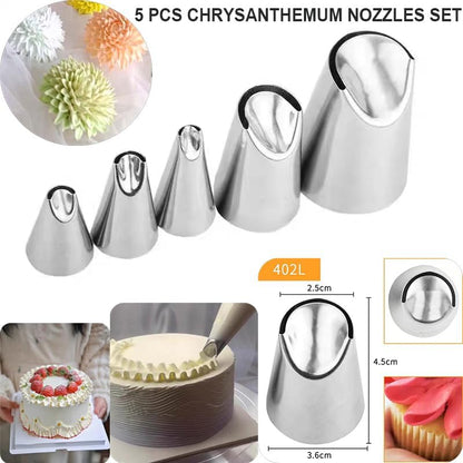 8 Pcs Rose Flower Piping Tips Set,Petal Icing Tips,PipingRose Nozzle,Stainless Steel Cake Decorating Pastry Tools, for CakeDecorating,with A Cleaning Brush (Rose-8pcs)