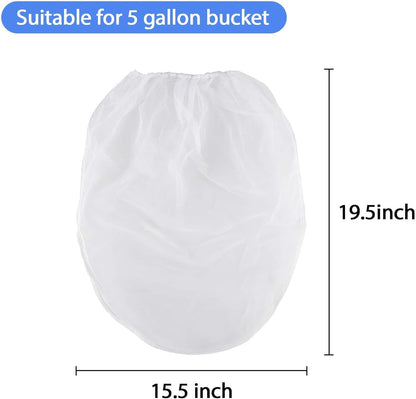 Sukh 10PCS Paint Strainer Bag - 5 Gallon Paint Filter Strainer Bucket with Elastic Drawstring Top Opening Nylon Mesh Filter White Fine Mesh Bag for Gardening
