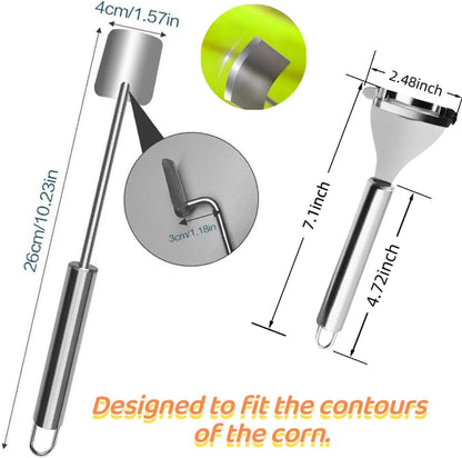 Corn Peeler 2PCS Stainless Steel Corn Peeler and Stripper Tool Set 2026 Corn Planer Cutter Thresher Scraper,Peel Corn Cob Separator Quick