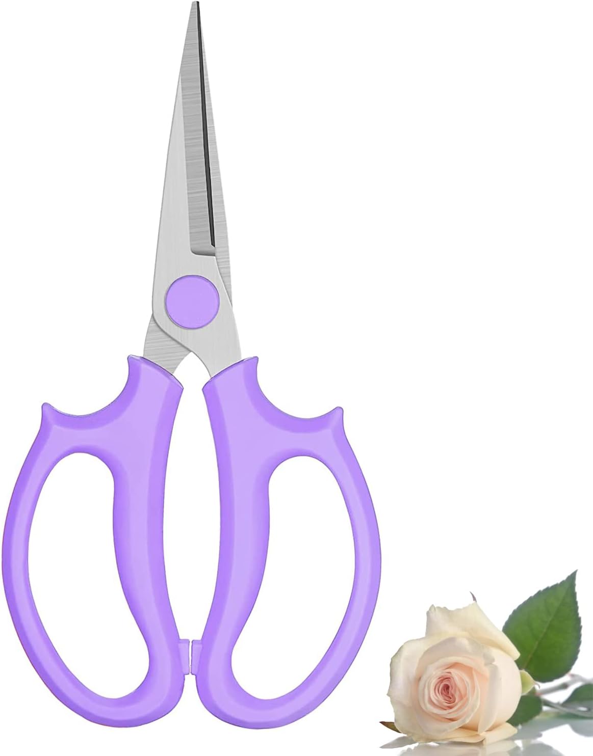 Leize Flower Scissors, Premium Thickened Stainless Steel Floral Shears, Strong Pruner for Flowers, Branches and Leaves (Grey Green Slender)