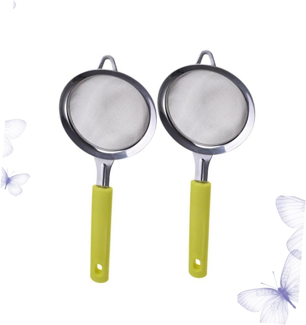 MAGICLULU 2pcs Handheld Flour Sifter Set, Stainless Steel Fine Mesh Powder Strainer, Manual Kitchen Food Colander for Baking, Ergonomic Grip Sieve for Cake Pastry Sifting and Soybean Milk Filtering