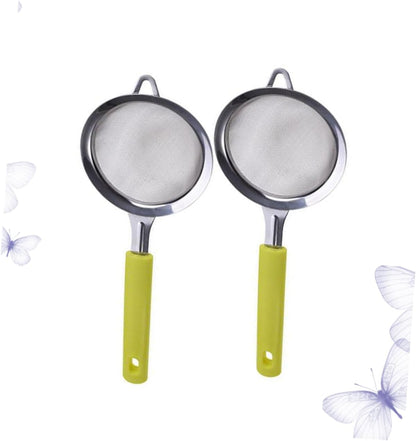 MAGICLULU 2pcs Handheld Flour Sifter Set, Stainless Steel Fine Mesh Powder Strainer, Manual Kitchen Food Colander for Baking, Ergonomic Grip Sieve for Cake Pastry Sifting and Soybean Milk Filtering