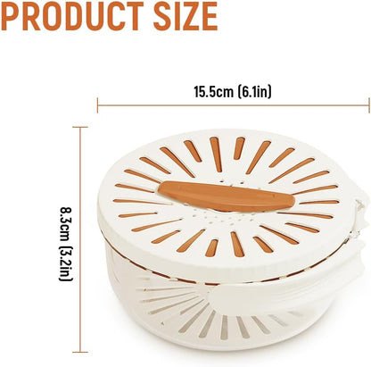 2 in 1 Drainer and Strainer, Collapsible Fruit Washing Basket with Cover and Handle, Multifunctional Vegetable Washing Drain Bowl, Keep Fruit Vegetable Fresh Longer, White 6.1" x 3.27"