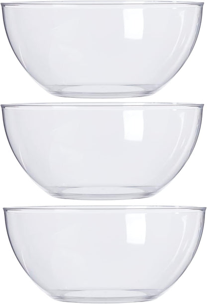 US Acrylic Vista Clear Plastic Salad and Serving 10-inch Bowls | set of 3 | Reusable, BPA-free, Made in the USA | 135 oz. capacity
