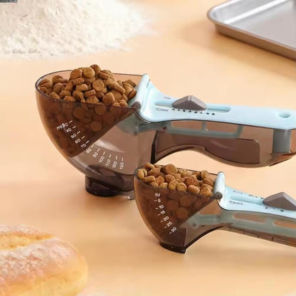 2Pcs Measuring Spoon Set, Adjustable, Dual Cup Design for Flour and Sugar, Kitchen Baking Tool/set for Dry/Liquid Ingredients & Pet Food