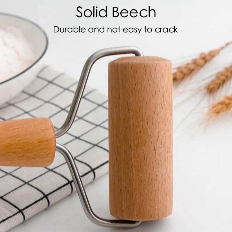 Pizza Rolling Pin, Small Rolling Pin, Non-Stick Wooden Dough Roller for Pastry Tortilla Pizza Cookie Dumpling (Type 2)