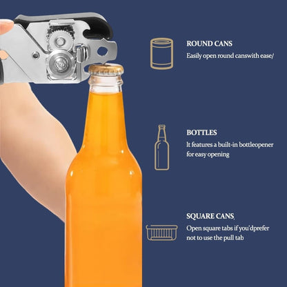 YZÉ Professional Can Opener - 304 Stainless Steel, Effortless Opener for Cans, Jars, Bottles, Commercial Heavy Duty for Kitchen, Camping, RV & Restaurant