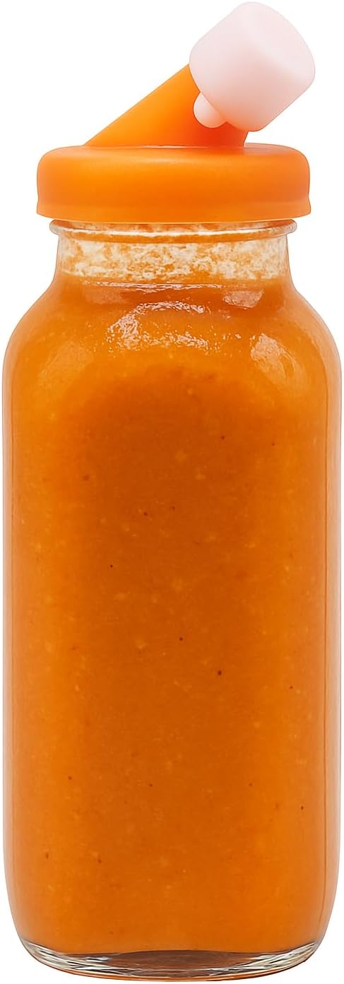 kitchentoolz Red 16oz Glass Salad Dressing Shaker – Dressing Container Glass Bottle with Silicone Non-Metal Lid for Homemade Sauces & Dressings