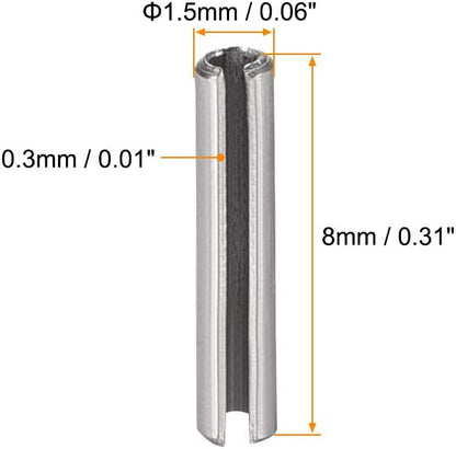 uxcell Slotted Spring Pin - M4 x 30mm 304 Stainless Steel Split Spring Roll Dowel Pins Plain Finish 20Pcs