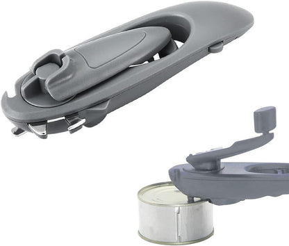 Can Opener 8-in-1 .Multi-functional manual Bottle Opener; hand-cranked Can Opener.Heavy Duty Can Opener Good Grips Anti-slip Hand Grip Stainless Steel and Easy to Use(Blue）