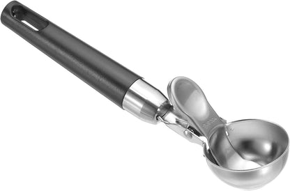 PATIKIL 4 Ounce Ice Cream Scoop with Trigger, 2 Pcs Stainless Steel Portion Cookie Scoop with Thumb Trigger for Cookie Dough Cupcake Batter Baking, Black
