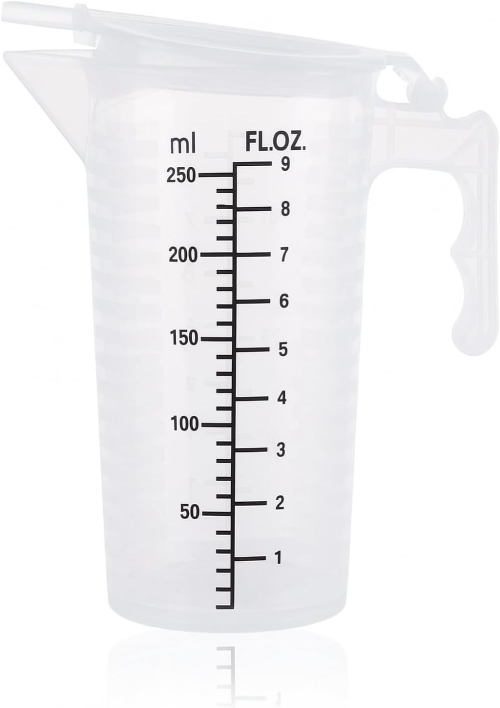 1Pc 250ML Transparent Measuring Cup with Lid, Plastic Measuring Cup with Handle for Baking,Powder,Liquid,Measure & Mix