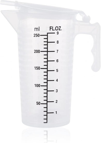 1Pc 250ML Transparent Measuring Cup with Lid, Plastic Measuring Cup with Handle for Baking,Powder,Liquid,Measure & Mix