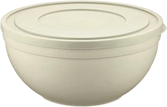 Tribello Large Mixing Bowl with Lid, 4.2 Quart (135 oz), Clear Plastic, Round, (4.2 Quarts)