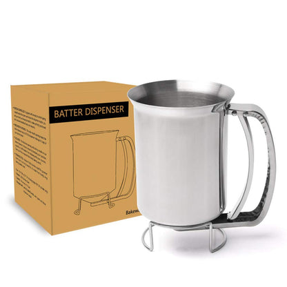 Improved Pancake Cupcake Batter Dispenser Tool Stainless Steel-Professional Kitchen Tool for Baking, Cupcakes, Muffins-Cooking Crepes, Waffles