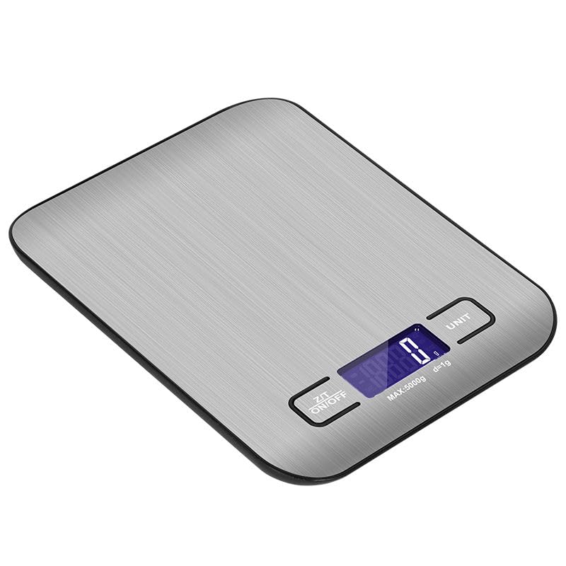 Digital Kitchen Scale, 11lb Stainless Steel Food Scale with LCD Display, 6 Units Tare Function, 0.05oz/1g Precision for Baking (White)