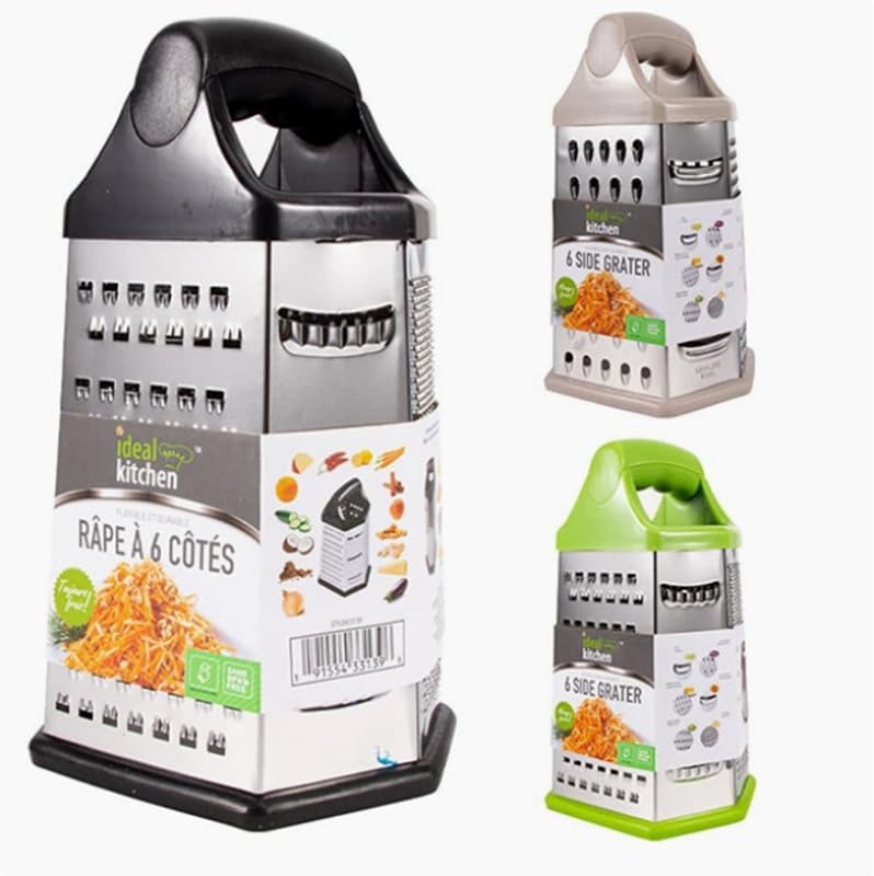 6-Sided Box Grater, Stainless Steel Multi-Purpose Shredder Tool for Cheese, Vegetables