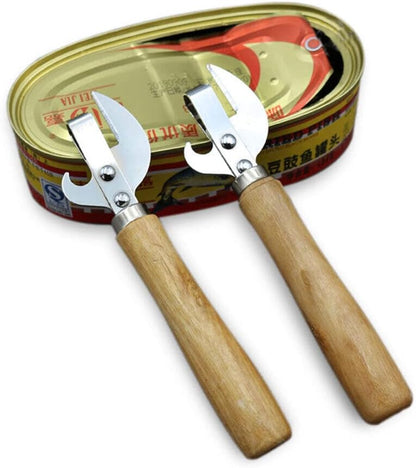 TEAMWILL 2pcs Stainless Steel Traditional Old Fashion Stab Can & Tin Opener and Corkscrew
