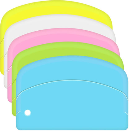 5 Pcs Dough Scraper Flexible Pastry Scraper 5.3x3.6" Food Scrapers Plastic Bowl Scrapers for Bread Dough Non-Slip Sourdough Tools for Baking Pastry and Bread Making