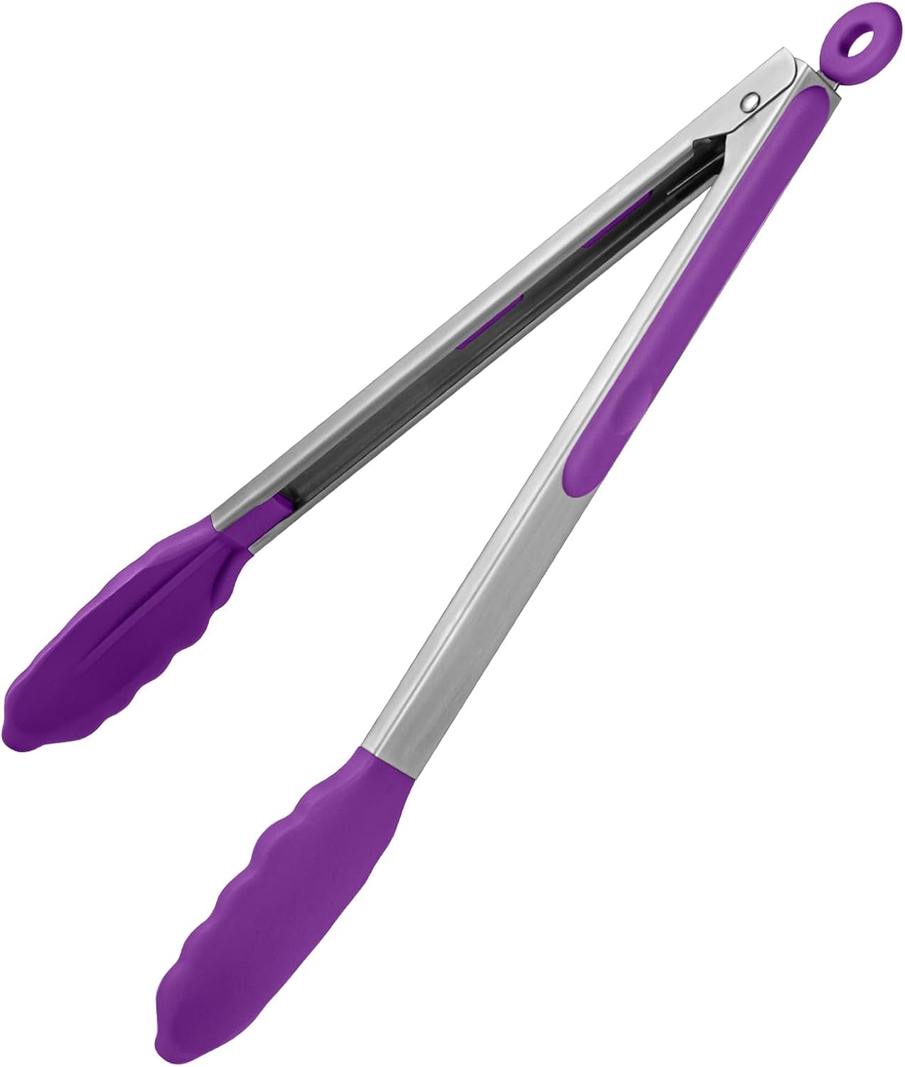 600ºF Heat Resistant Kitchen Tongs: U-Taste 9 inch Silicone Cooking Tong with Firm Sealed Non Stick Rubber Tips & Silicon Coated 18/8 Stainless Steel Handle & Smooth Locking for Serving Salad (Black)