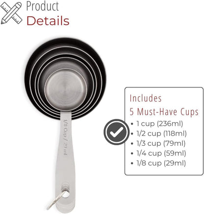 husMait Stainless Steel Measuring Cups & Spoons - 10 Piece Heavy Duty Measuring Cups & Spoons Set for Dry Foods, Spices or Liquids