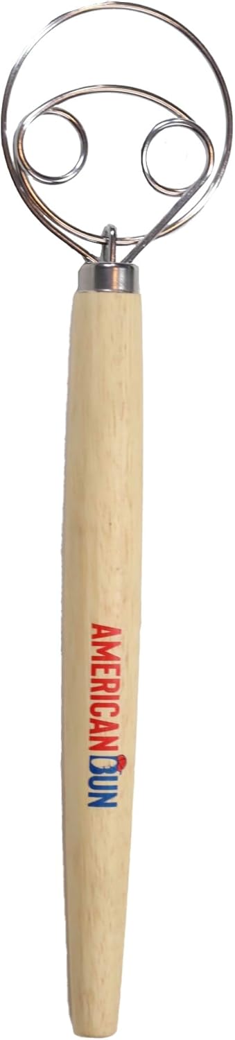 Patriotic Themed Sourdough Whisk For Baking, Perfect Stocking Gift With Storage Pouch, Tool for Danish Dough Bread Making, Premium Wood Handle 13-inch Baking Whisk