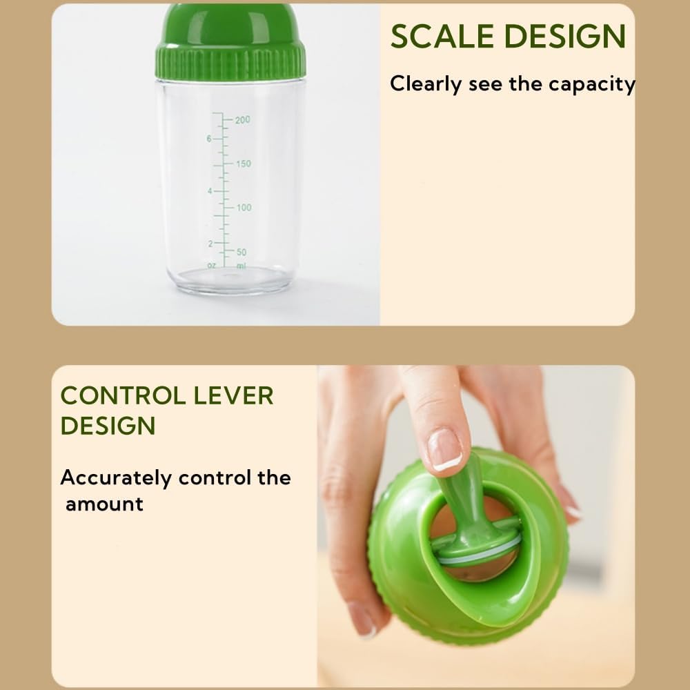 Wokyo Salad Dressing Shaker, Homemade Salad Dressing Bottle Mixer Measure Dripless Pour, Leak-free, Soft Grip, Dishwasher Safe BPA Free (Green)