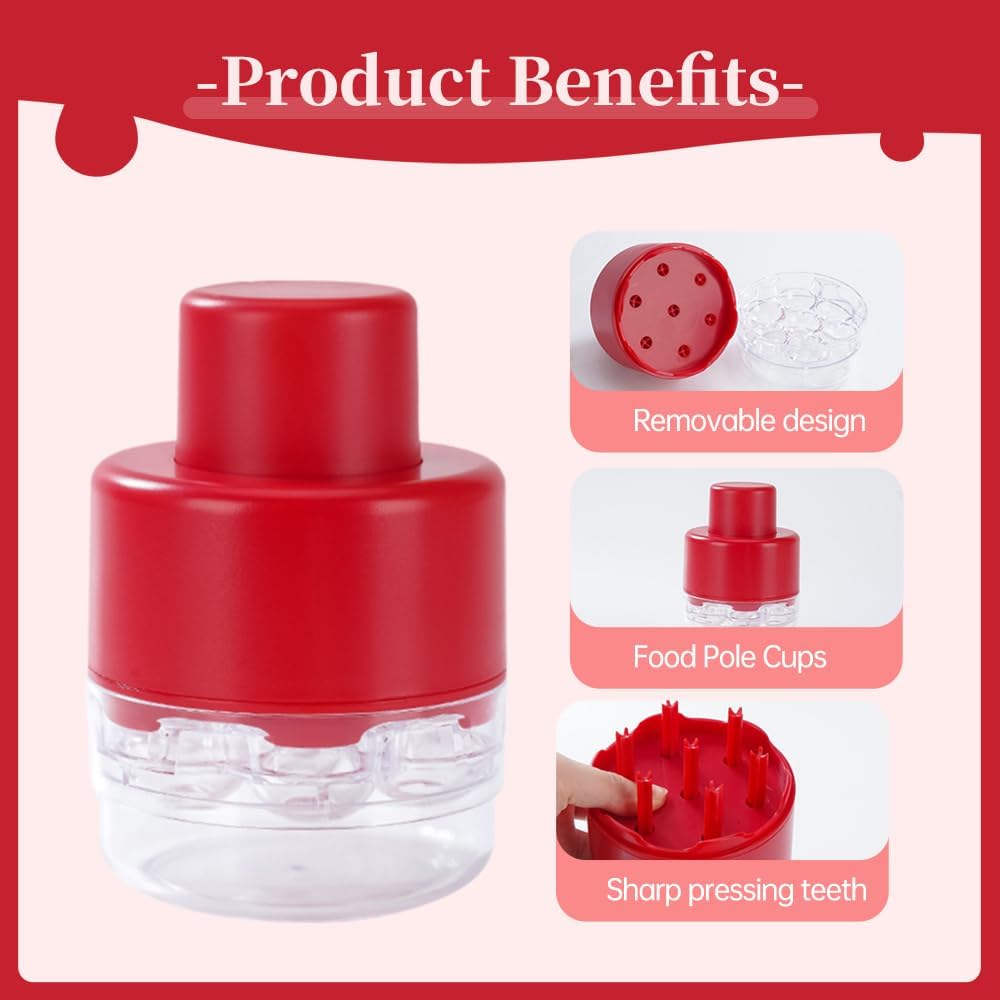 Cherry Pitter Tool, 2025 Upgrade Portable Cherry Core Pit Remover 7 Holes Cherry Stoner Pitter Quick Release, Multiple Cherry Pit Remover Cherries Corer Pitter Tool for Kitchen (Red)