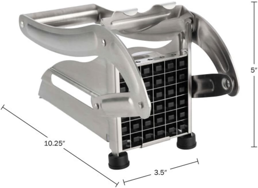 French Fry Cutter - Potato Cutter with Two Blades for Steak and Shoestring Cuts - Stainless Steel Potato Slicer with Non-Slip Suction Cups - Cooking Gadgets by Classic Cuisine