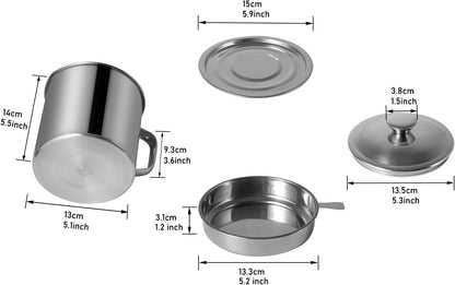 Tellshun Bacon Grease Container with Strainer 1.25 L / 42 oz Strong Kitchen Catcher Food-grade Stainless Steel Cooking Oil Keeper with Lid and Easy-Grip Handle Suitable for Storing Frying Oil