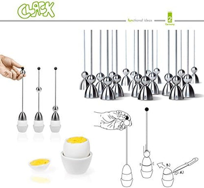 The Original Clack Egg Opener - German Engineered Stainless Steel Egg Topper - Premium Quality Egg Accessories (Wooden Top)