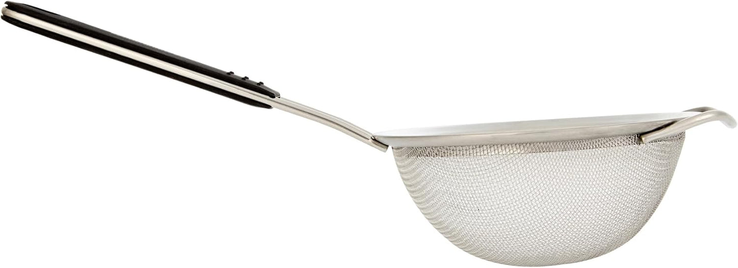 Restaurantware Fine Mesh Strainer Set of 3 Different Sizes with Silicone Handle Stainless Steel Extra Fine Mesh Strainer Heat-Resistant Handle Dishwasher-Safe for Rice, Quinoa, Pasta