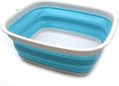 SAMMART 9.45L (2.5 Gallon) Collapsible Tub - Foldable Dish Tub - Portable Washing Basin - Space Saving Plastic Washtub (Grey, M)