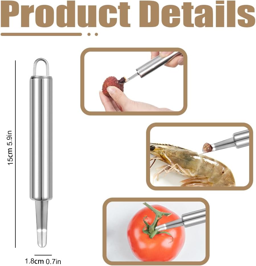6 PCS Vegetable Corer, Stainless Steel Fruit Corers, Kitchen Corer Tool, Multi-function Corers and Pitter Remover Set for Apple, Pear, Cherry, Zucchini, Jujube, Chili, Jalapeno Pepper, Tomato