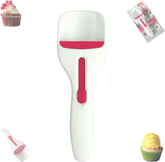 Cupcake Batter Dispenser Scoop with One-Touch Sliding Button - Professional Cake Batter Distribution Tool for Kitchen Baking - Easy Clean Pastry Batter Scoop for DIY Cupcakes & Pancakes