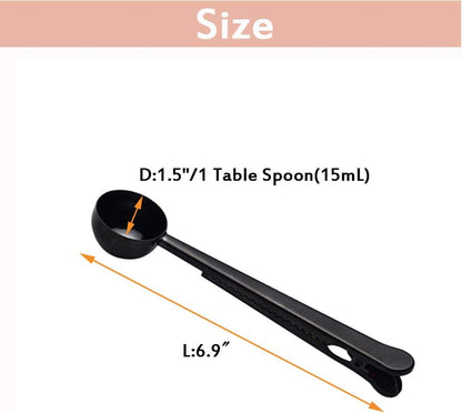3 PCS Coffee Scoop with Clip 2 in 1 Stainless Steel 1 tbsp Ground Measuring Spoon with Bag Clip for Coffee Tea