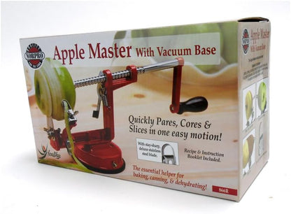 Norpro Apple Master-Apple, Potato, Parer, Slicer & Corer with Vacuum Base, Red frame
