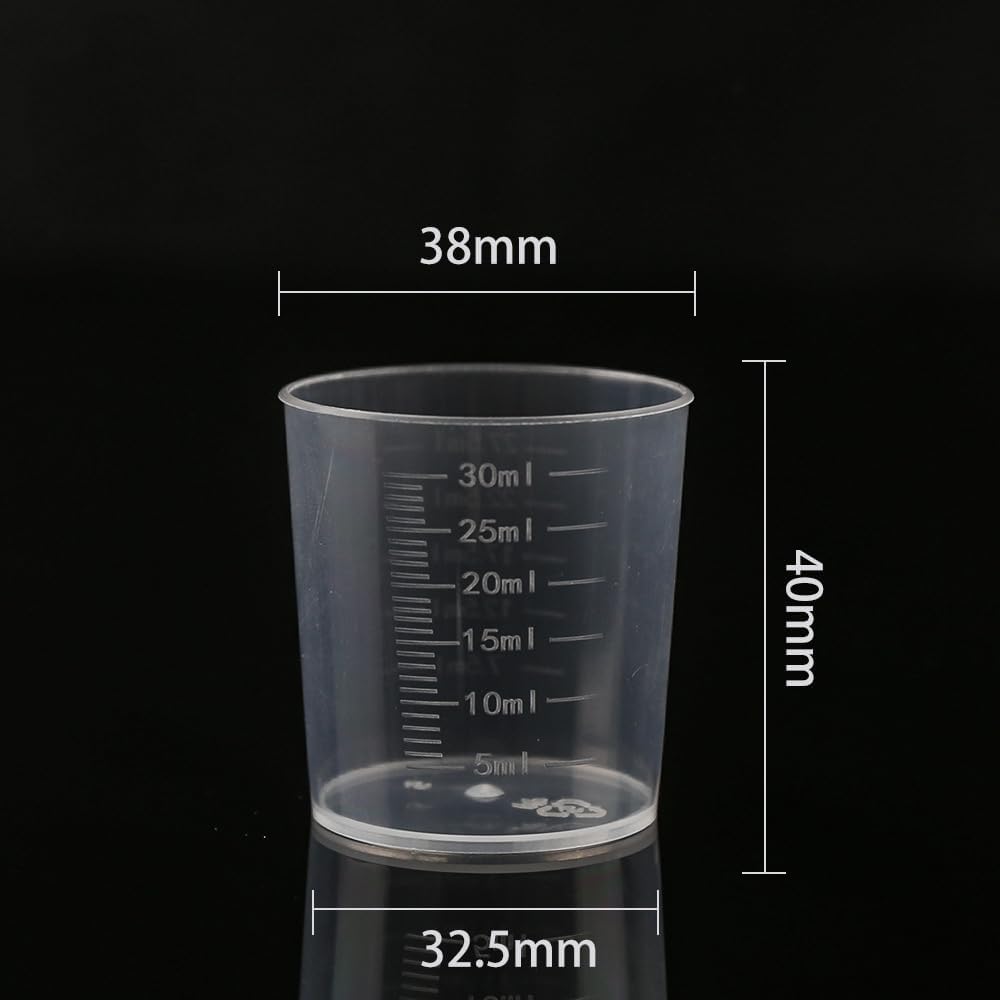 4 Pcs 100ml/3.4oz Plastic Graduated Cup Clear Measuring Cup Multipurpose Mixing Cups for Kitchen Cooking Medicine Measure Tool