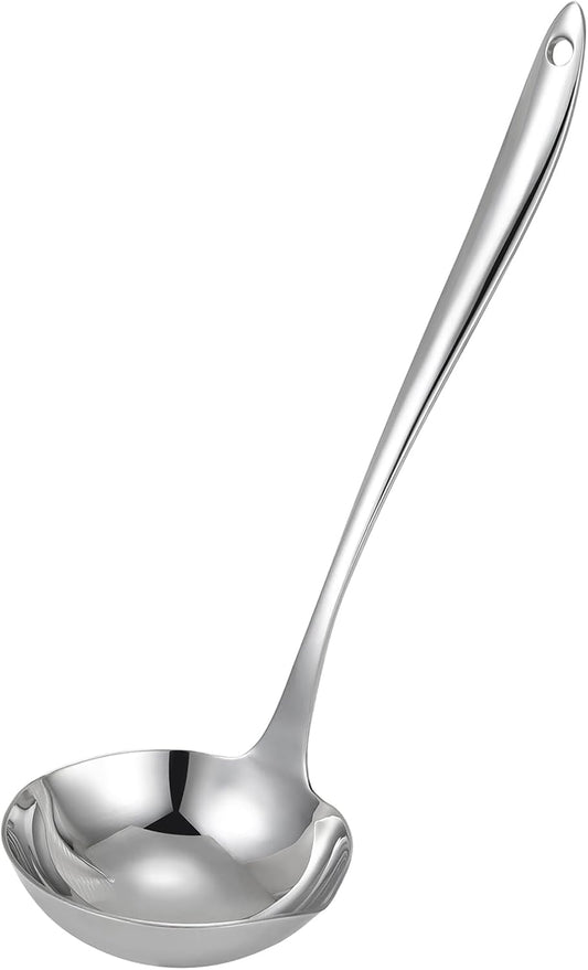 4.Oz 18/10 Stainless Steel Kitchen Ladle Cooking Utensils with 11.8-Inch Handle,Heavy Duty Serving Large Soup Spoon,Dishwasher Safe(Gold)