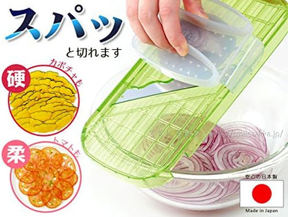 Arnest Handheld Mandoline Slicer for Kitchen, Wavy Blade Veggie Slicer - Comes with Safety Grip, Made in Japan