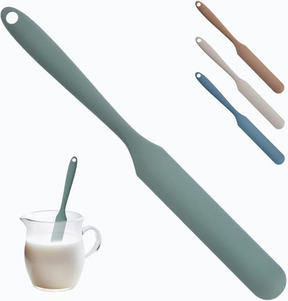 Silicone Jar Spatula,Non-Stick Heat Resistant Kitchen Thin Spatula,Sourdough Stirring Stick,Jam Spreader for Peanut Butter,Cake Cream Butter Spatulas for Scraping Icing Bread Cream (Green)