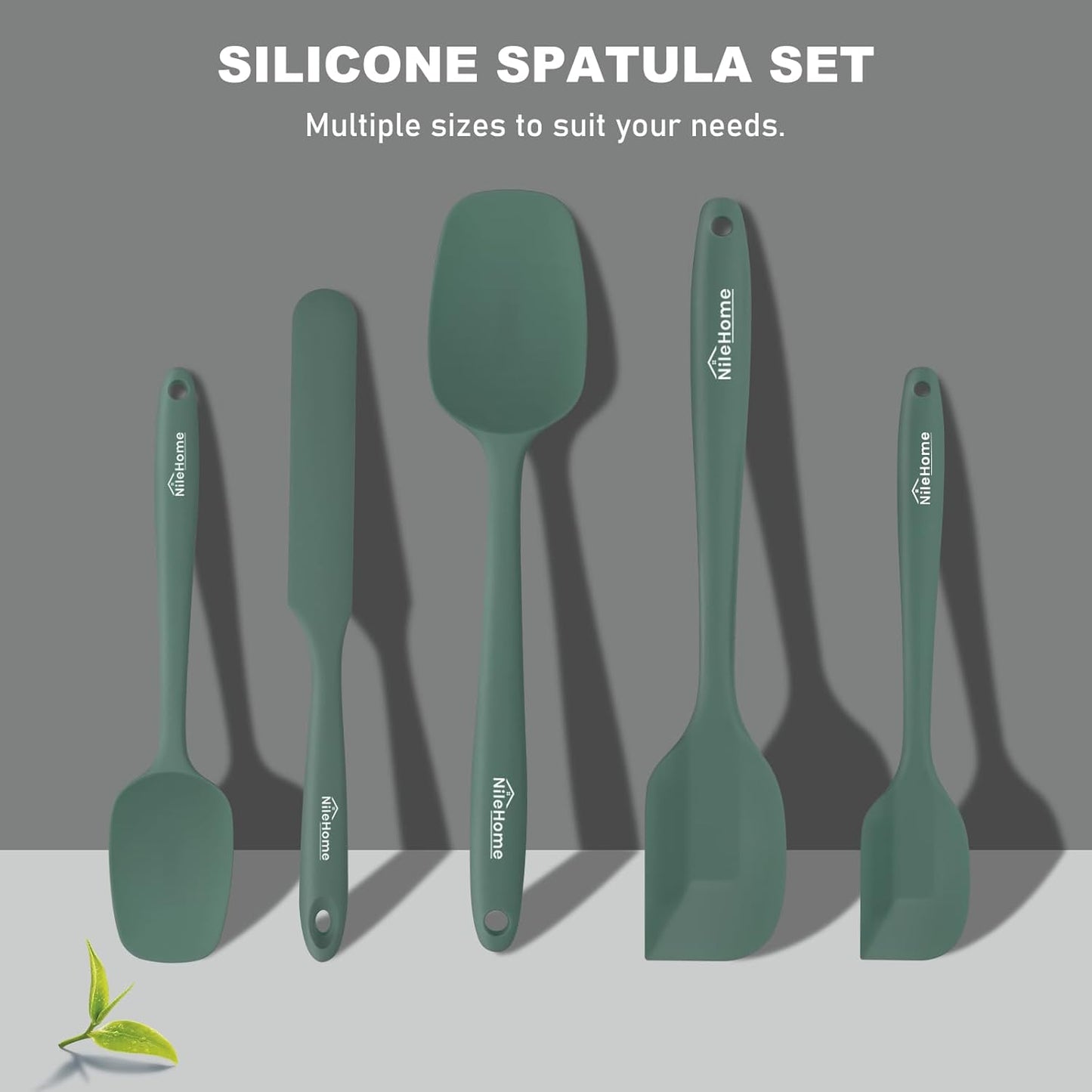 NileHome Silicone Spatula Set, 6 Pieces Food Grade Kitchen Utensils with Silicone Brush Heat Resistant Up to 600°F Dishwasher Safe BPA-Free Rubber Spatula for Scraping, Baking, Cooking, Mixing-Black