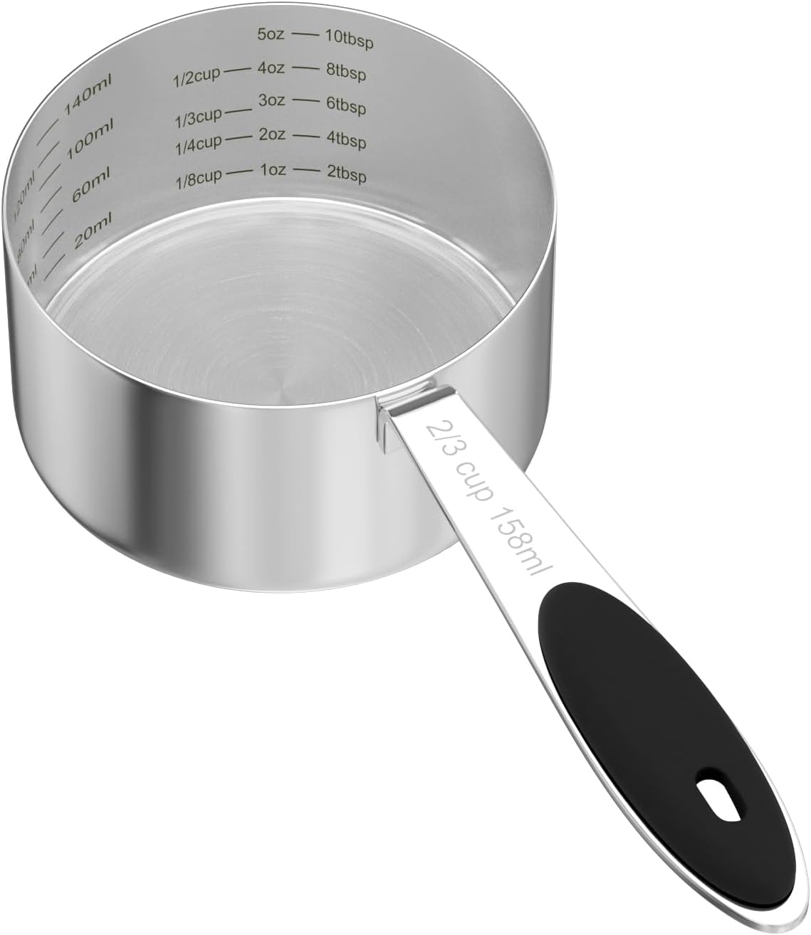LEIFENY 2PCS 1/8CUP(30ml) Dog Cat Food Scoop, Stainless Steel Measuring Cup, Metal Pet Scooper with Inner Precision Scale Measurement