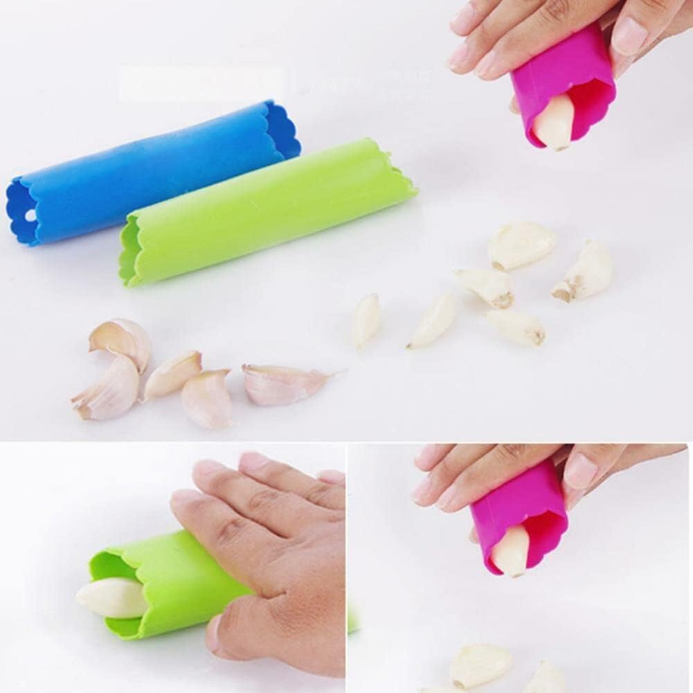 3pcs Silicone Garlic Cloves Peeler Skin Remover Press Roller Kitchen Tool Random Color