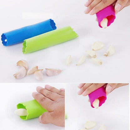 3pcs Silicone Garlic Cloves Peeler Skin Remover Press Roller Kitchen Tool Random Color