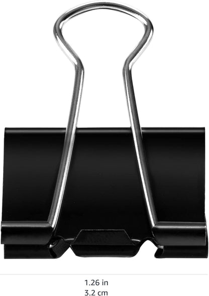 Amazon Basics Sturdy Binder Clips, Office Supplies, Small 0.75 in, Document Organizing, School Supplies, Black, 144 Count