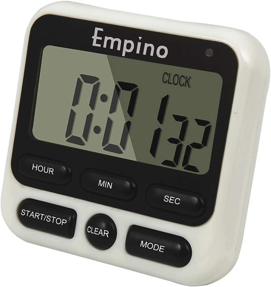 Digital Kitchen Timer, Cooking Timer, 12-Hour Display Clock, Large Display, Strong Magnet Back, Loud Alarm, Memory Function, Count-Up & Count Down for Cooking Baking Sports Game Office Exercise