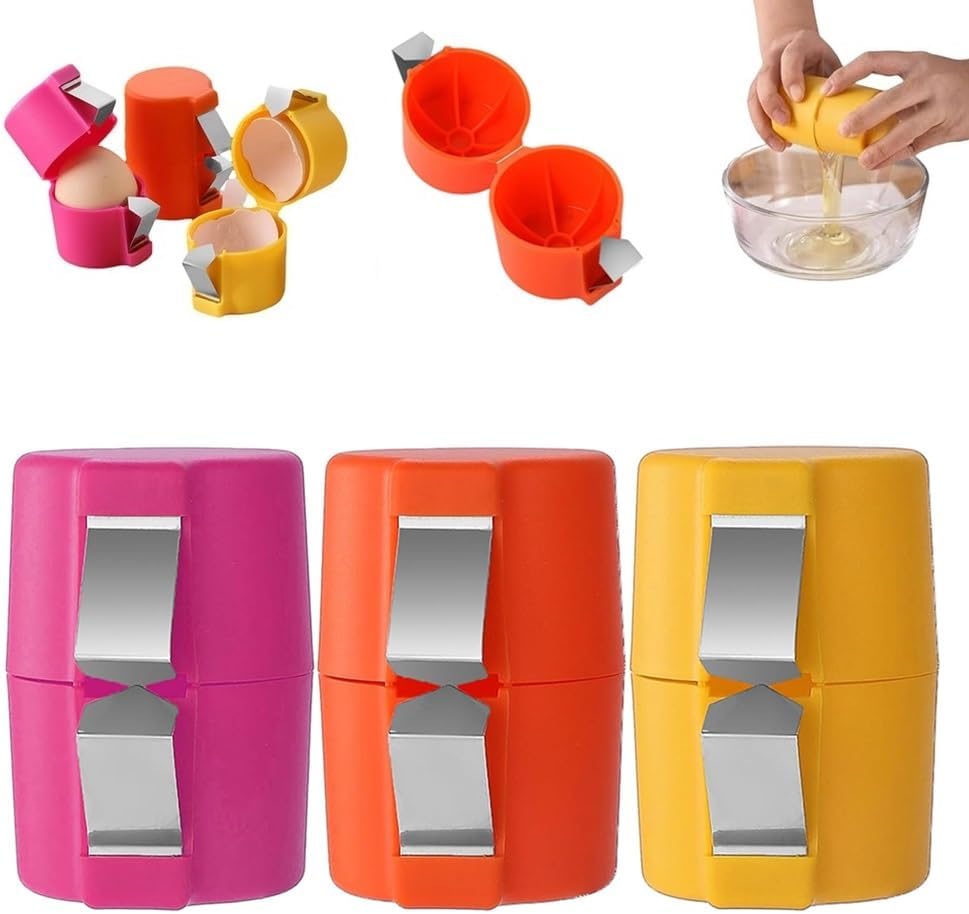 3PCS Egg Shell Opener Egg Cracker Tool for Raw Eggs Egg Topper Cutter Hard Boiled Egg Peeler Cube Egg Separator Stainless Steel Eggshell Breaker Multifunctional Raw Eggs Cracking Tool Kitchen Gadgets
