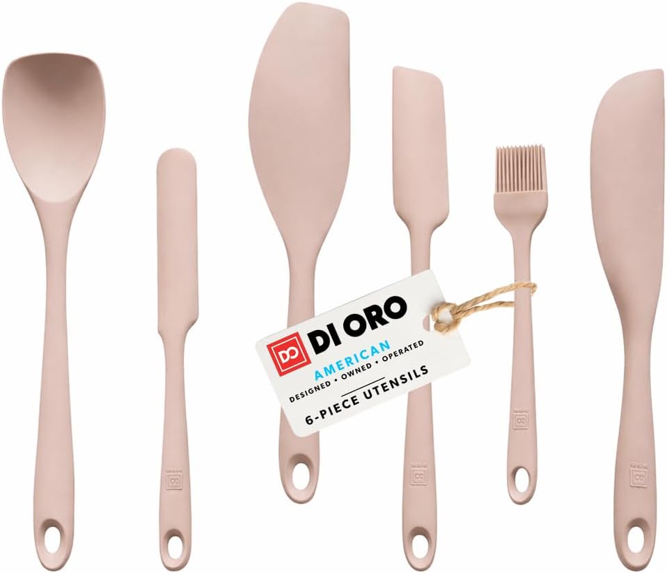 All New DI ORO 6-Piece Silicone Spatula Set - Rubber Kitchen Utensils for Baking, Cooking & Mixing - Heat-Resistant 600°F BPA Free Spatulas for Nonstick Cookware - Dishwasher Safe (Black)